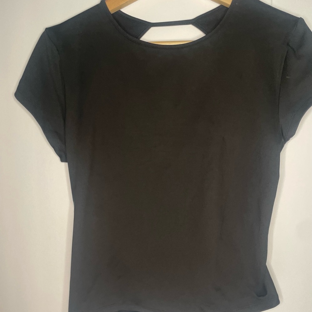 Classic Black Women's Tee with Keyhole Back Wild Fable NWT